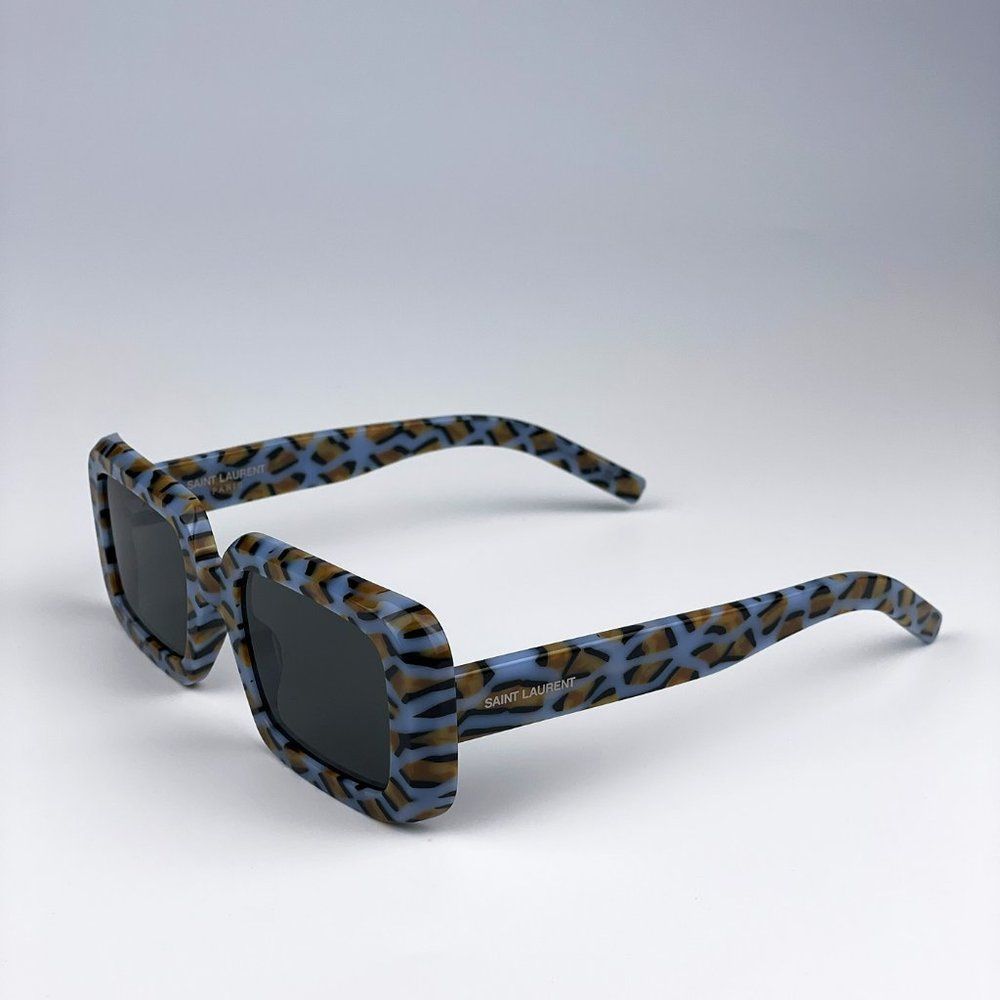 Saint Laurent SL534 SUNRISE 008 Sunglasses Violet Havana Grey Rectangle Unisex - Picture 8 of 11